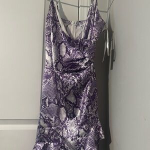 Sweet Storm Purple & White Snake-Print Mini Dress